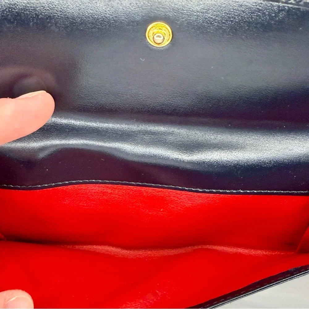 Vintage Gucci Queen Margaret Navy Blue Leather Long Bifold Wallet | Horsebit - Picture 6 of 6